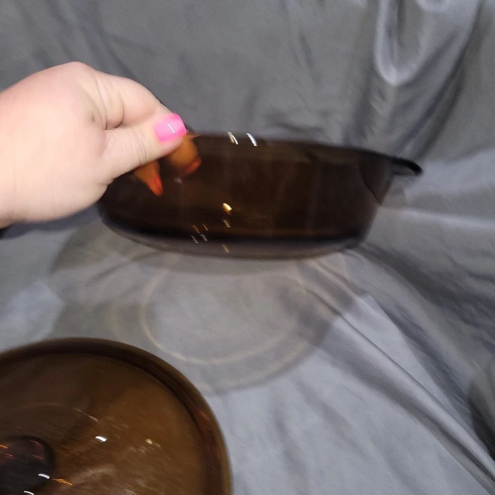 Anchor Hocking Pot Amber Glassware 2 Quart Bake Cooking Casserole Dish w/ Lid